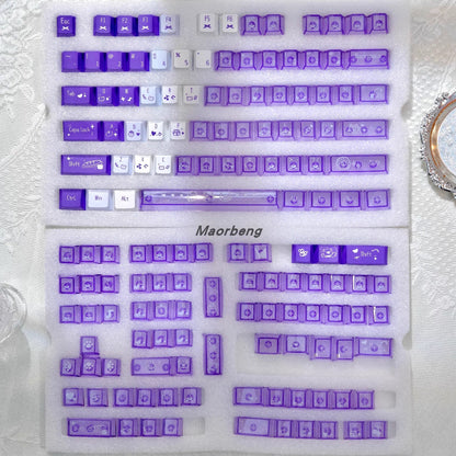ArkTcat x Maorbeng PBT + PC Dual-Color Transparent Keycap Set – Cute Pastel Mechanical Keyboard Keycaps