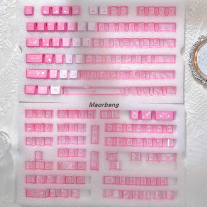 ArkTcat x Maorbeng PBT + PC Dual-Color Transparent Keycap Set – Cute Pastel Mechanical Keyboard Keycaps