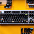rainbow meow meow keycaps on mechanical keyboard transparent pc foggy rgb glow rainbow cat pastel setup 2025