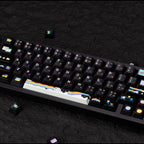 rainbow meow meow keycaps on mechanical keyboard transparent pc foggy rgb glow rainbow cat pastel setup 2025