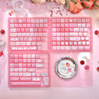 Kawaii Pudding Cat Keycaps– MAO Profile Semi-Transparent Pudding 140+ Keys Full Set with Cat Ears