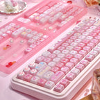Kawaii Pudding Cat Keycaps– MAO Profile Semi-Transparent Pudding 140+ Keys Full Set with Cat Ears