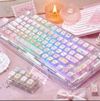 chiikawa keycaps oem profile 4-side transparent pc dye-sub shine-through 130 keys kawaii chiikawa rgb