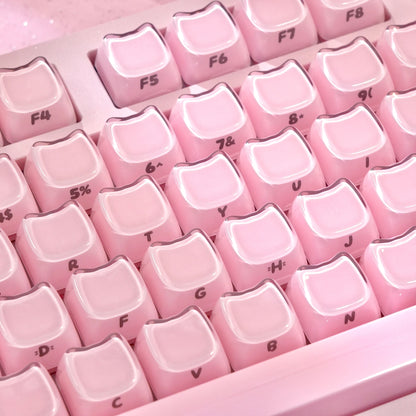 crystal jelly meow meow keycaps 2026 mao profile side-printed transparent abs pc shine-through 119 keys magnetic