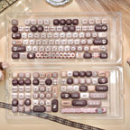 MOG Profile Cute Round Keycaps Set – 142 Keys Dye-Sublimated PBT for Mechanical Keyboards