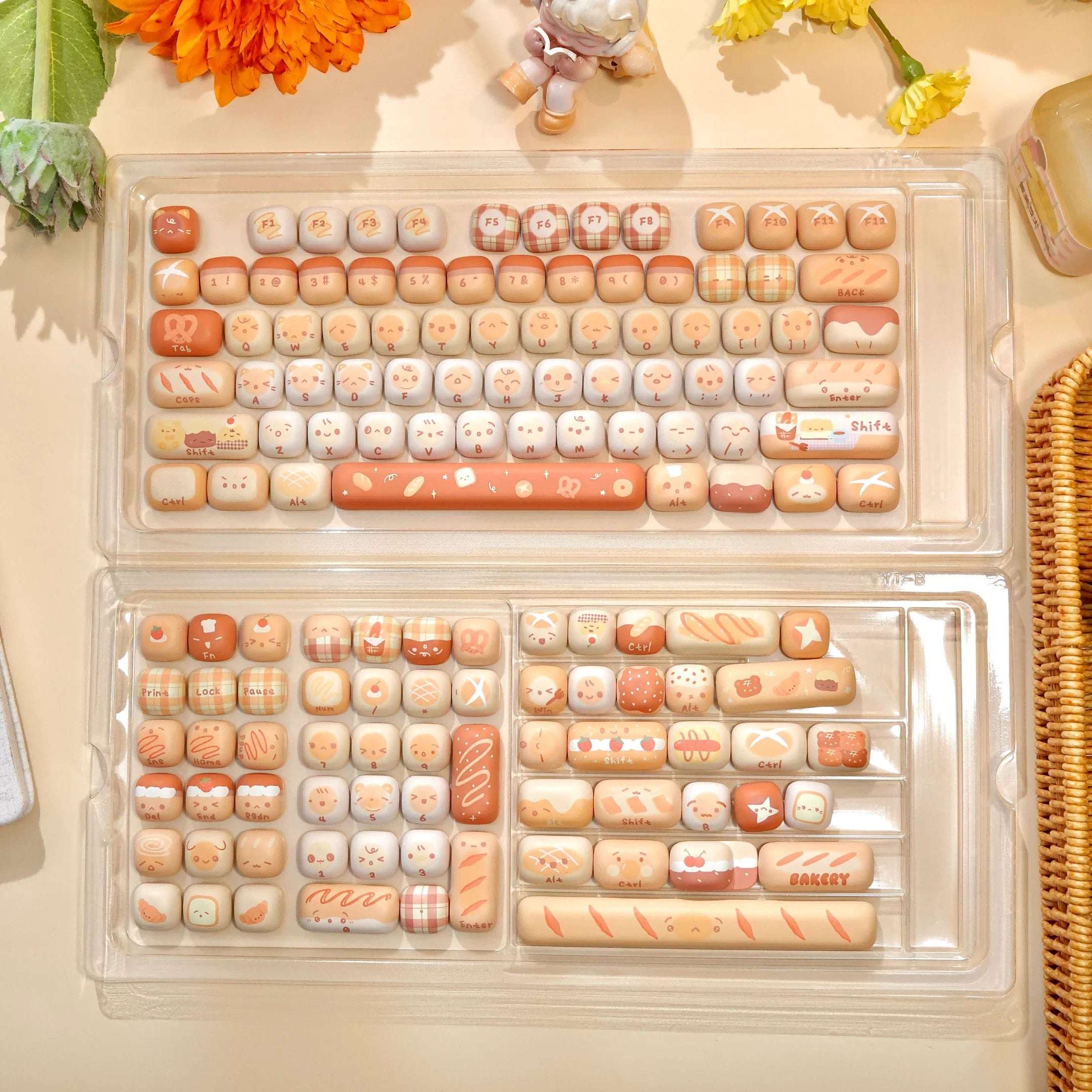 MOG Profile Cute Round Keycaps Set – 142 Keys Dye-Sublimated PBT for Mechanical Keyboards