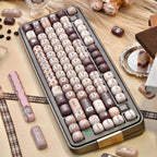 MOG Profile Cute Round Keycaps Set – 142 Keys Dye-Sublimated PBT for Mechanical Keyboards
