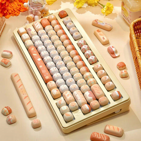 MOG Profile Cute Round Keycaps Set – 142 Keys Dye-Sublimated PBT for Mechanical Keyboards
