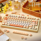 MOG Profile Cute Round Keycaps Set – 142 Keys Dye-Sublimated PBT for Mechanical Keyboards