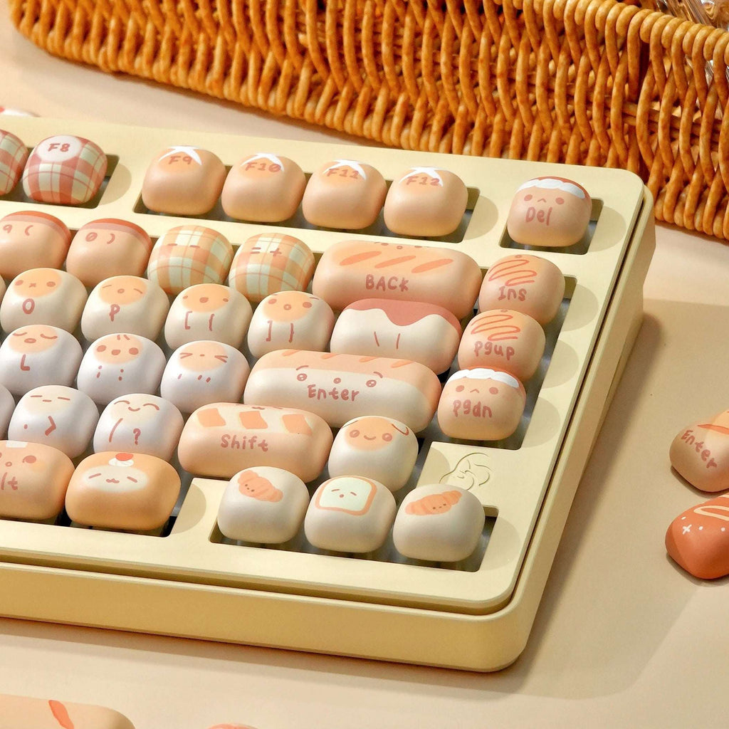 MOG Profile Cute Round Keycaps Set – 142 Keys Dye-Sublimated PBT for Mechanical Keyboards