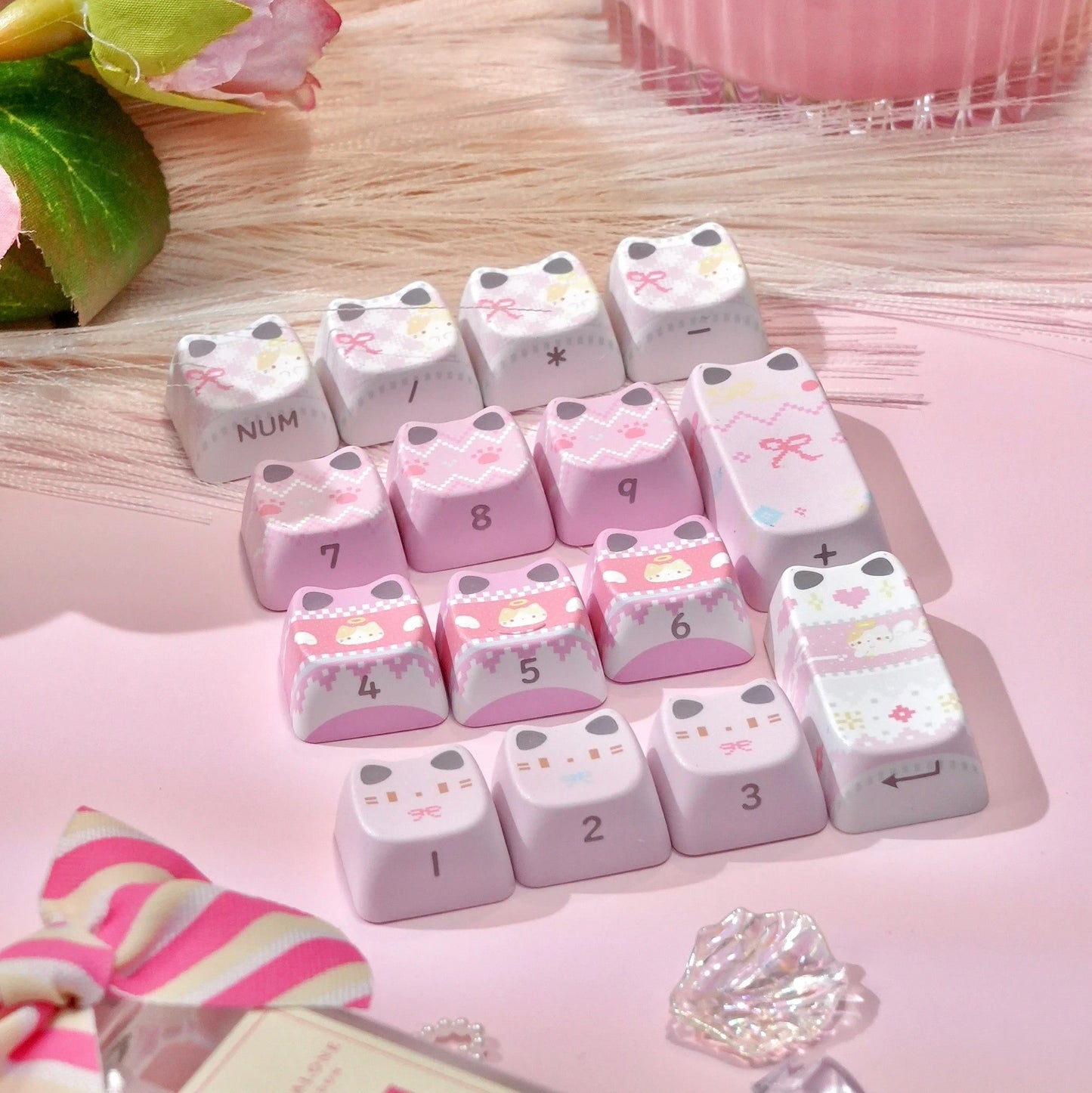 MAO Profile Kawaii Cat Ear Backlit Keycaps - 110 Keys PBT Dye-Sub | ARKTCAT