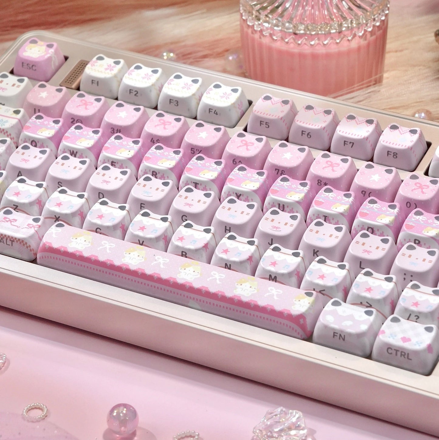 MAO Profile Kawaii Cat Ear Backlit Keycaps - 110 Keys PBT Dye-Sub | ARKTCAT