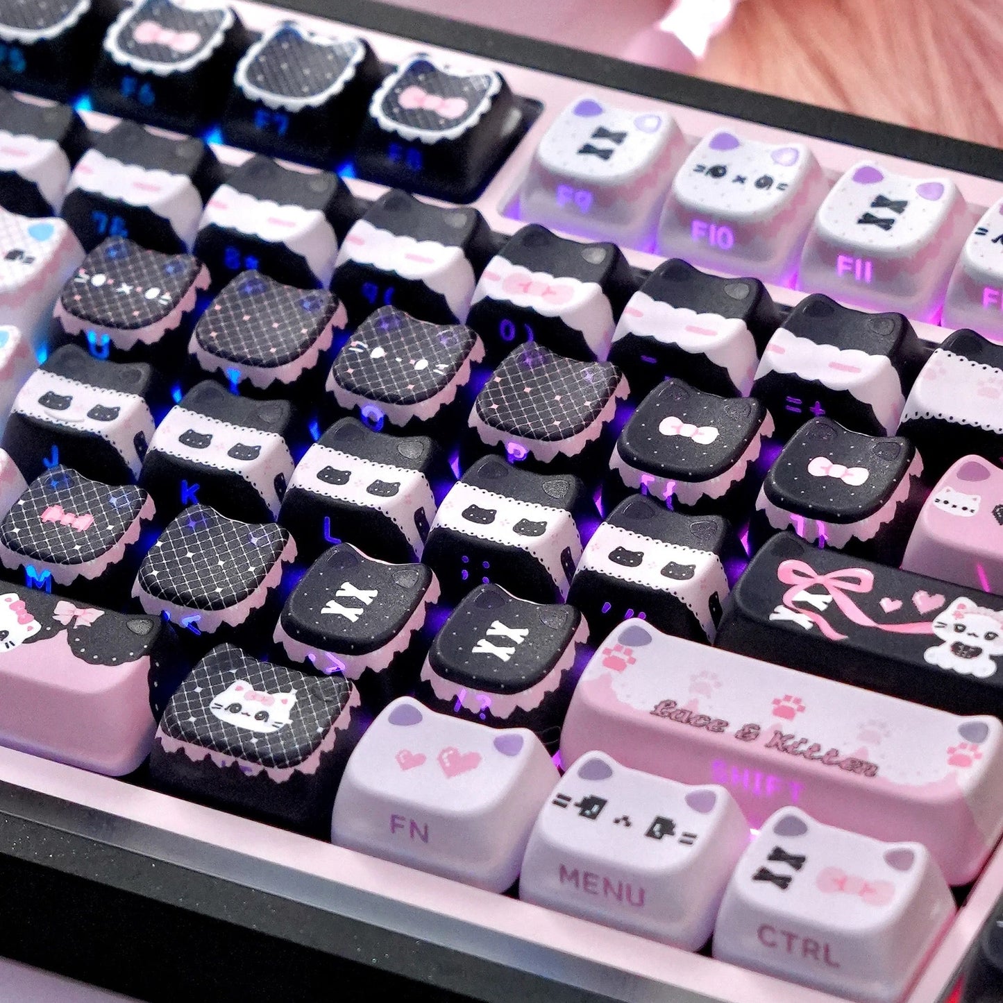 MAO Profile Kawaii Cat Ear Backlit Keycaps - 110 Keys PBT Dye-Sub | ARKTCAT