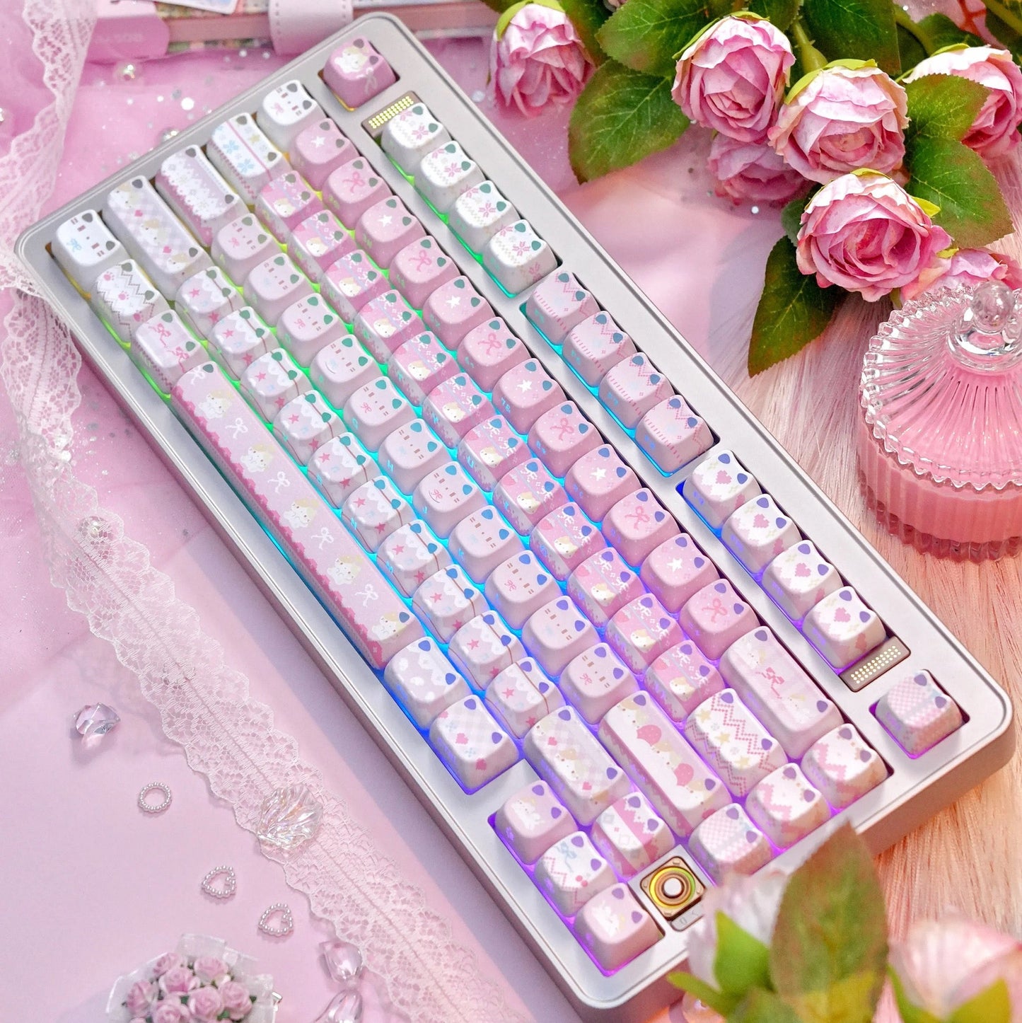 MAO Profile Kawaii Cat Ear Backlit Keycaps - 110 Keys PBT Dye-Sub | ARKTCAT