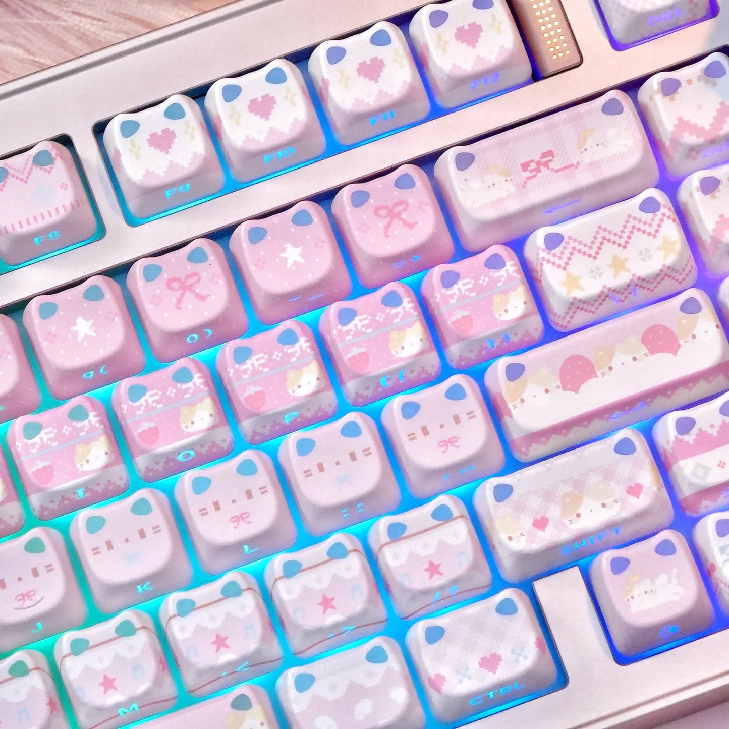MAO Profile Kawaii Cat Ear Backlit Keycaps - 110 Keys PBT Dye-Sub | ARKTCAT