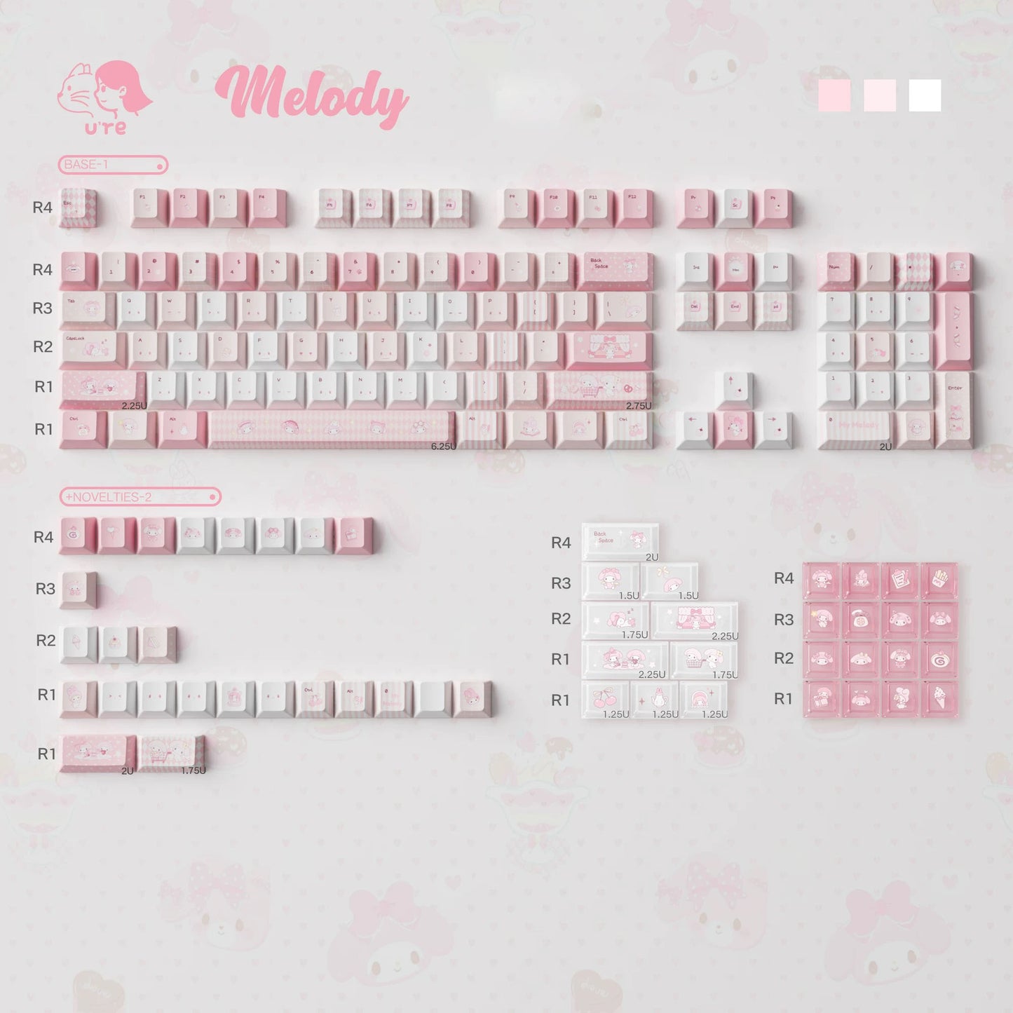 Cute Melody theme Pink Keycaps | ARKTCAT