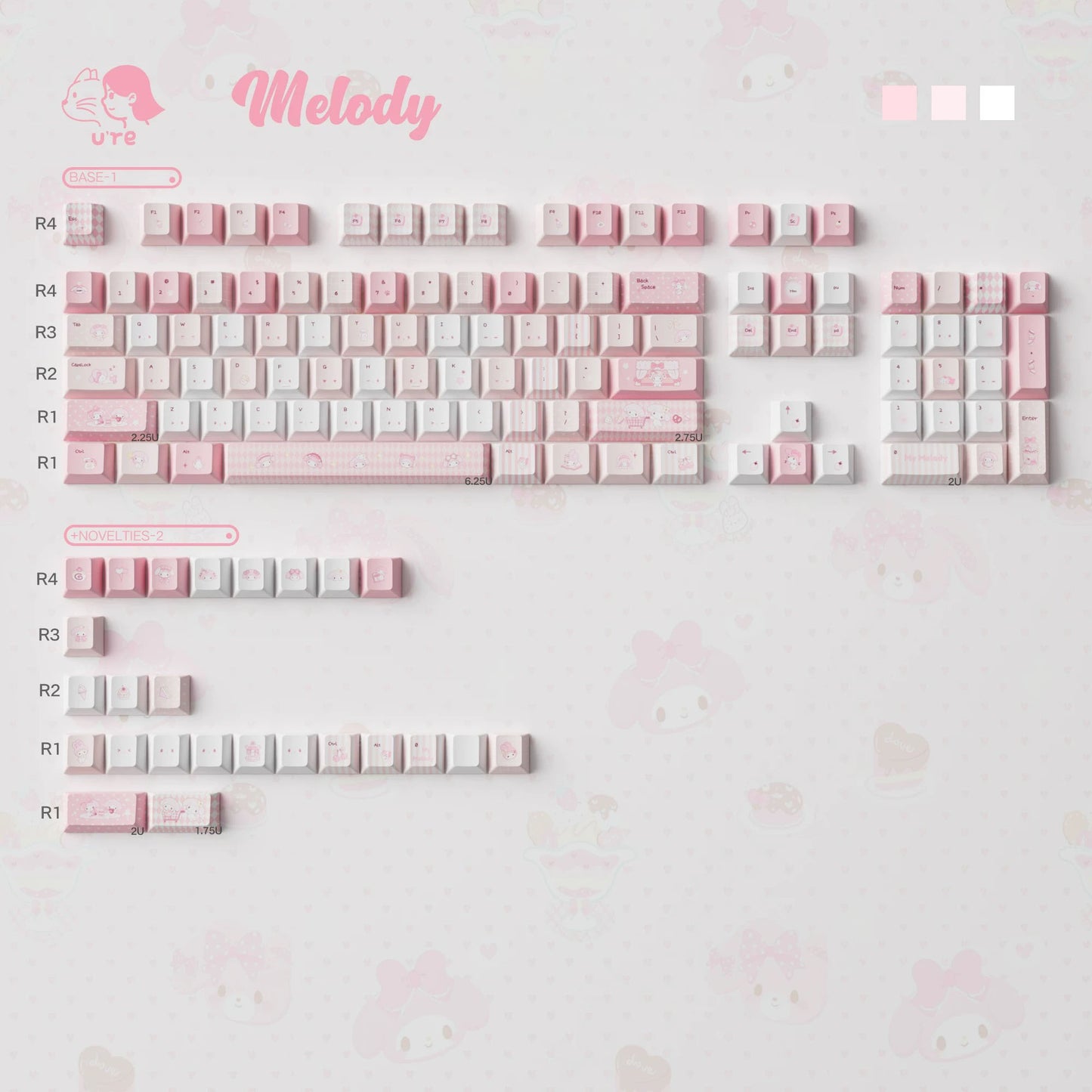 Cute Melody theme Pink Keycaps | ARKTCAT