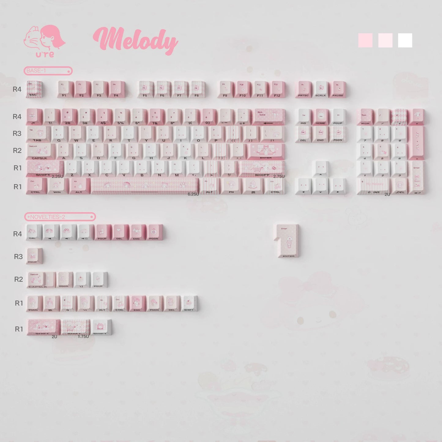 Cute Melody theme Pink Keycaps | ARKTCAT