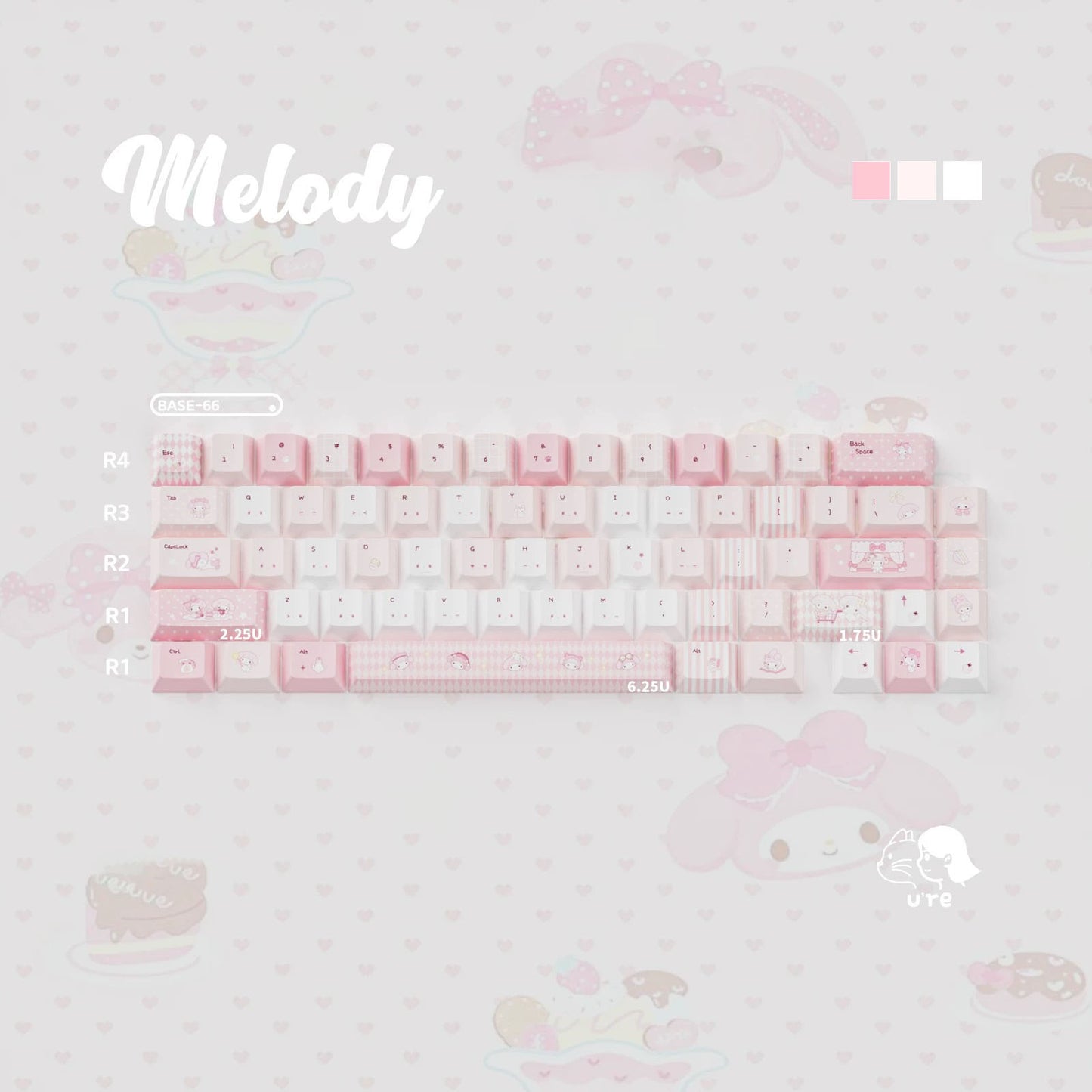 Cute Melody theme Pink Keycaps | ARKTCAT