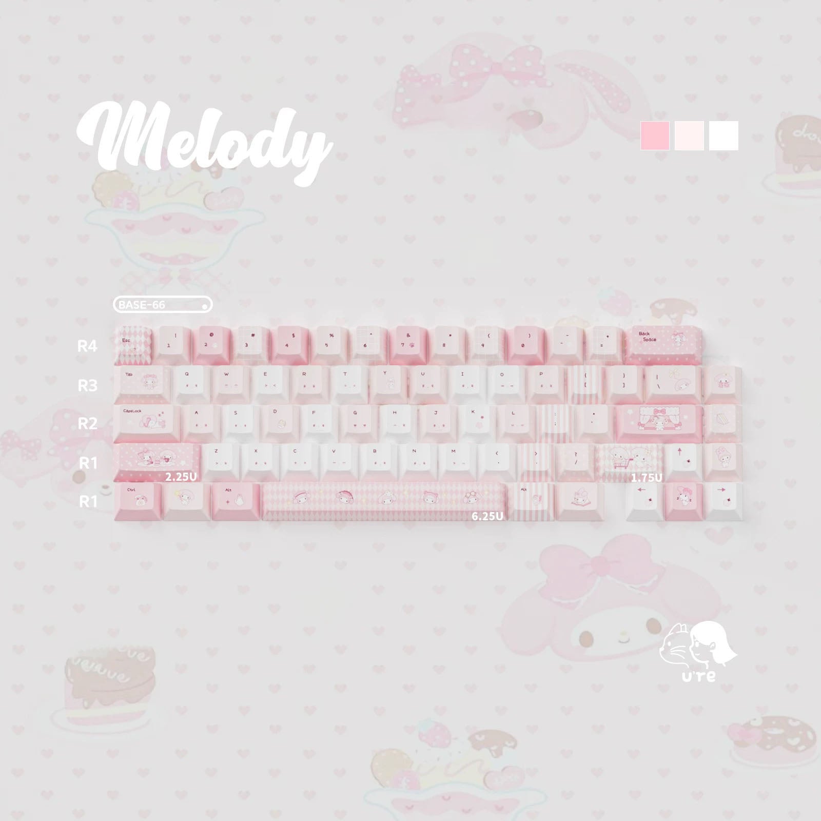 Cute Melody theme Pink Keycaps | ARKTCAT