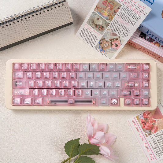 Meow Dessert Shop Kawaii Keycaps 136 Keys Pink Blue Purple Foggy Translucent | ARKTCAT