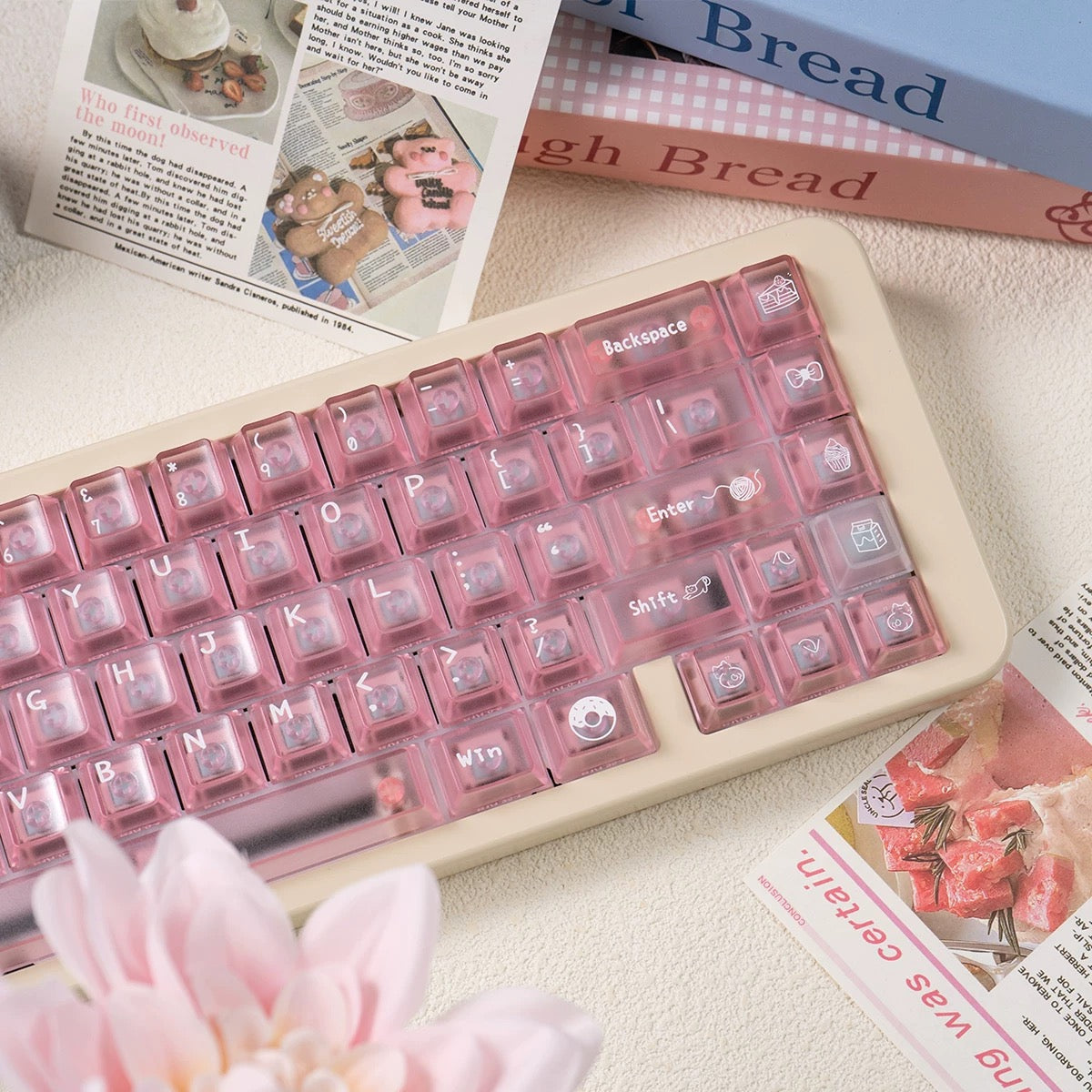 Meow Dessert Shop Kawaii Keycaps 136 Keys Pink Blue Purple Foggy Translucent | ARKTCAT