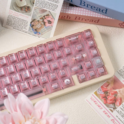 Meow Dessert Shop Kawaii Keycaps 136 Keys Pink Blue Purple Foggy Translucent | ARKTCAT