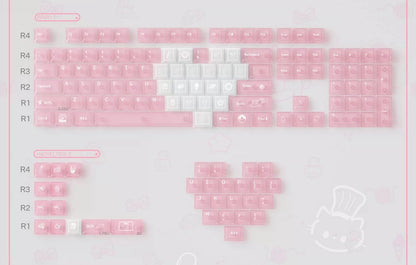 Meow Dessert Shop Kawaii Keycaps 136 Keys Pink Blue Purple Foggy Translucent | ARKTCAT