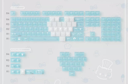 Meow Dessert Shop Kawaii Keycaps 136 Keys Pink Blue Purple Foggy Translucent | ARKTCAT