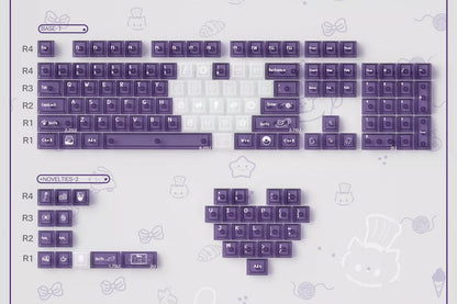 Meow Dessert Shop Kawaii Keycaps 136 Keys Pink Blue Purple Foggy Translucent | ARKTCAT