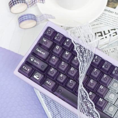 Meow Dessert Shop Kawaii Keycaps 136 Keys Pink Blue Purple Foggy Translucent | ARKTCAT