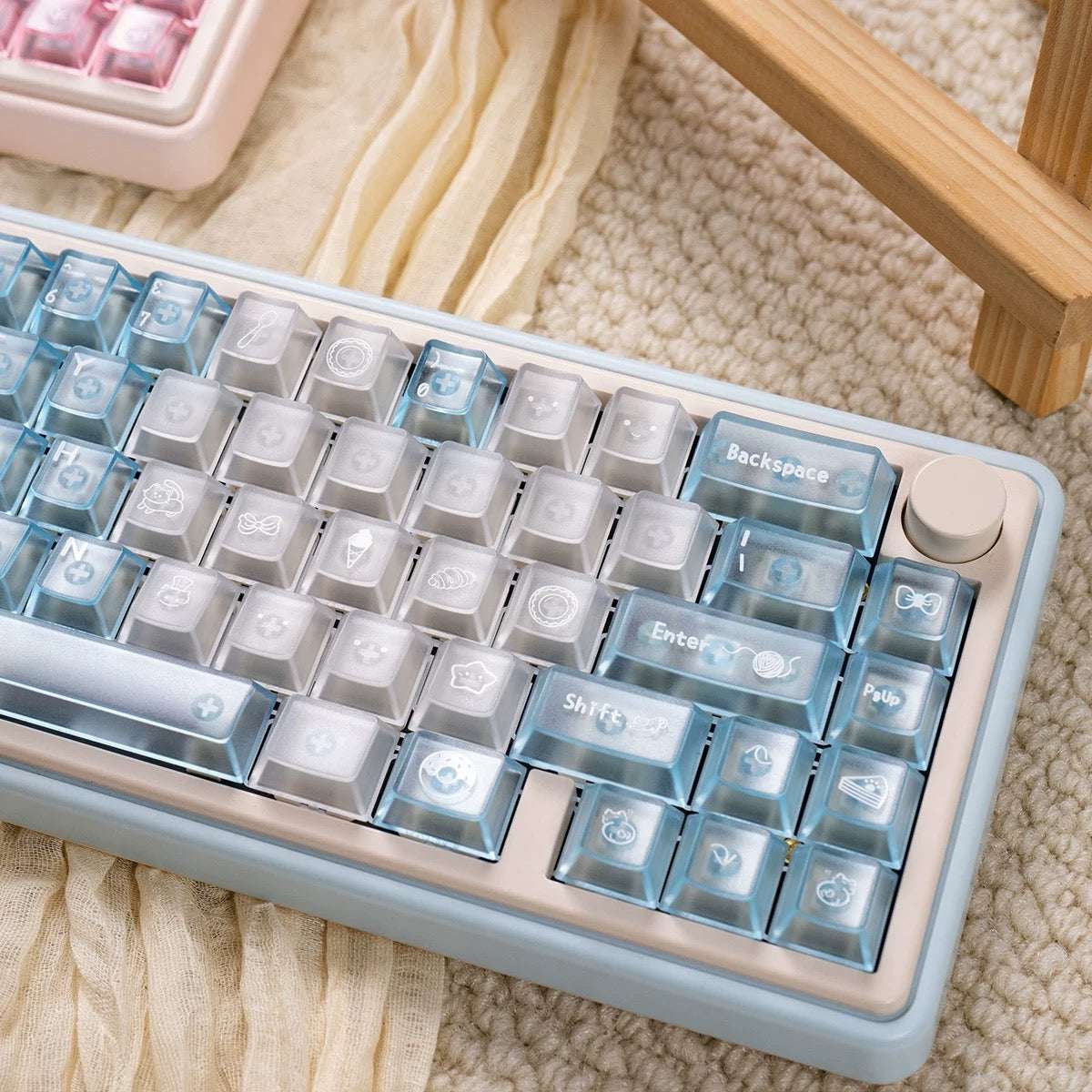 Meow Dessert Shop Kawaii Keycaps 136 Keys Pink Blue Purple Foggy Translucent | ARKTCAT
