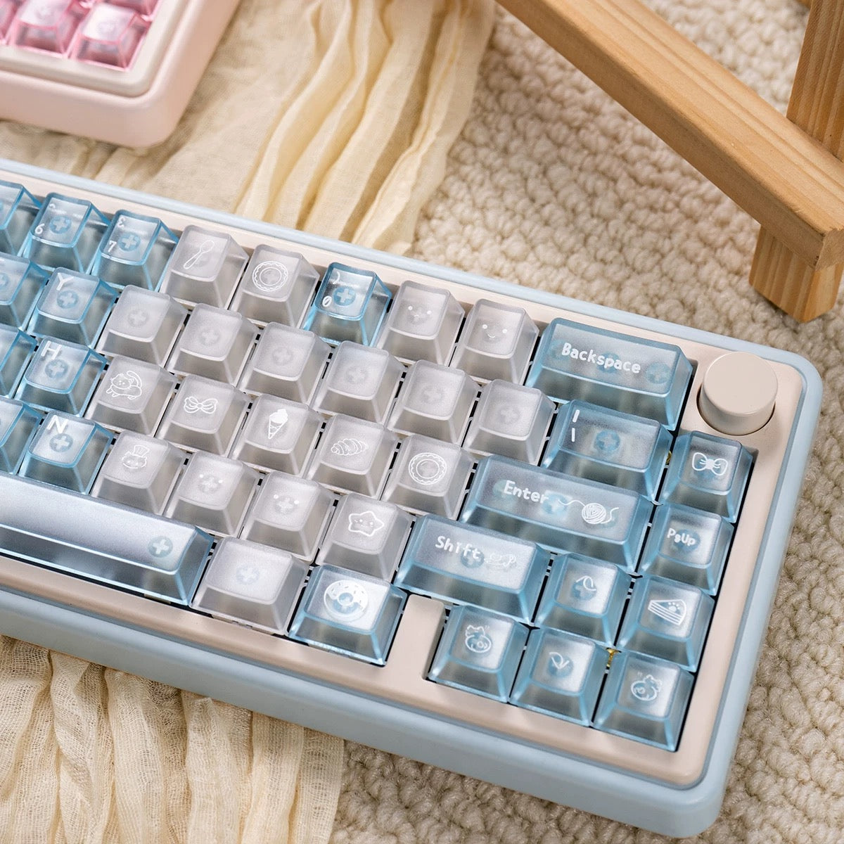 Meow Dessert Shop Kawaii Keycaps 136 Keys Pink Blue Purple Foggy Translucent | ARKTCAT