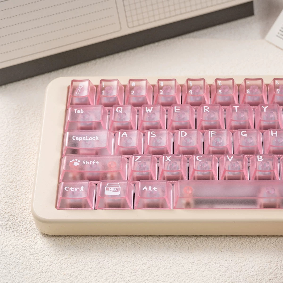 Meow Dessert Shop Kawaii Keycaps 136 Keys Pink Blue Purple Foggy Translucent | ARKTCAT