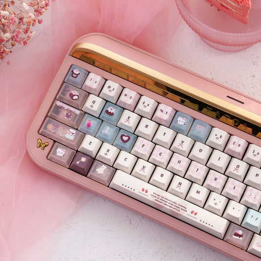 Velvet Strawberry Keycap Set - PBT Dye-Sub & Frosted PC Novelties - MOA/Cherry Profile