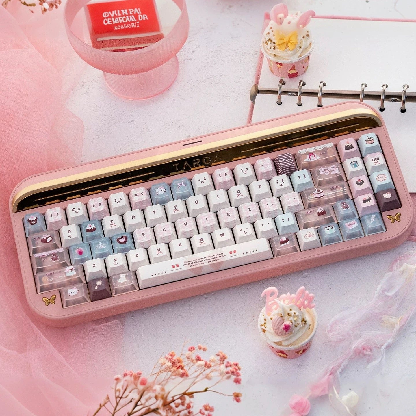 Velvet Strawberry Keycap Set - PBT Dye-Sub & Frosted PC Novelties - MOA/Cherry Profile