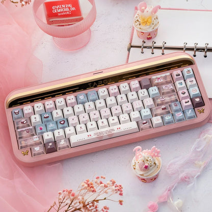 Velvet Strawberry Keycap Set - PBT Dye-Sub & Frosted PC Novelties - MOA/Cherry Profile