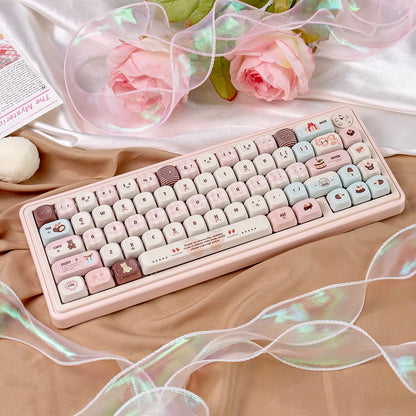 Velvet Strawberry Keycap Set - PBT Dye-Sub & Frosted PC Novelties - MOA/Cherry Profile