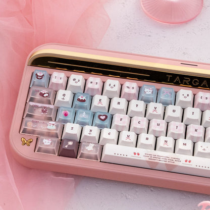 Velvet Strawberry Keycap Set - PBT Dye-Sub & Frosted PC Novelties - MOA/Cherry Profile