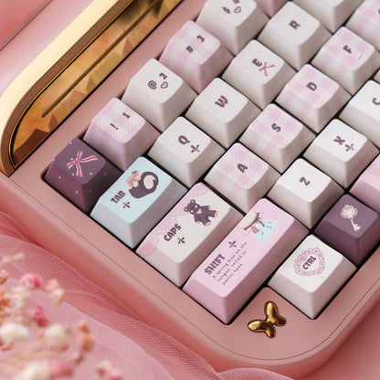 Velvet Strawberry Keycap Set - PBT Dye-Sub & Frosted PC Novelties - MOA/Cherry Profile