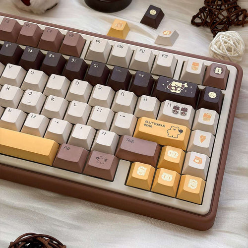 Butter Bear PBT dye-sub keycap set with cute cartoon bear design for mechanical keyboard