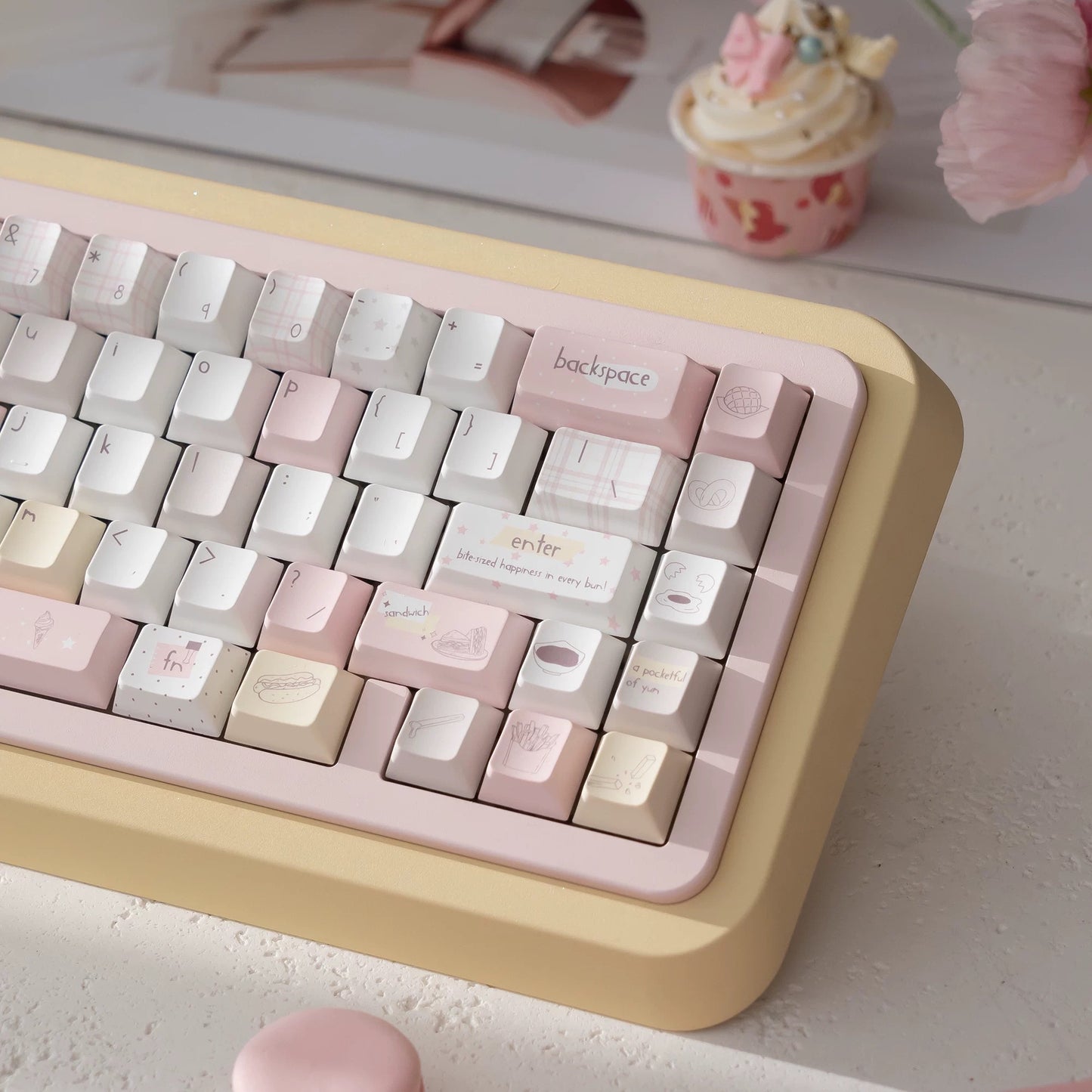 Full Set Energy Boost Food Themed PBT Keycaps, OEM Profile for Mechanical Keyboards