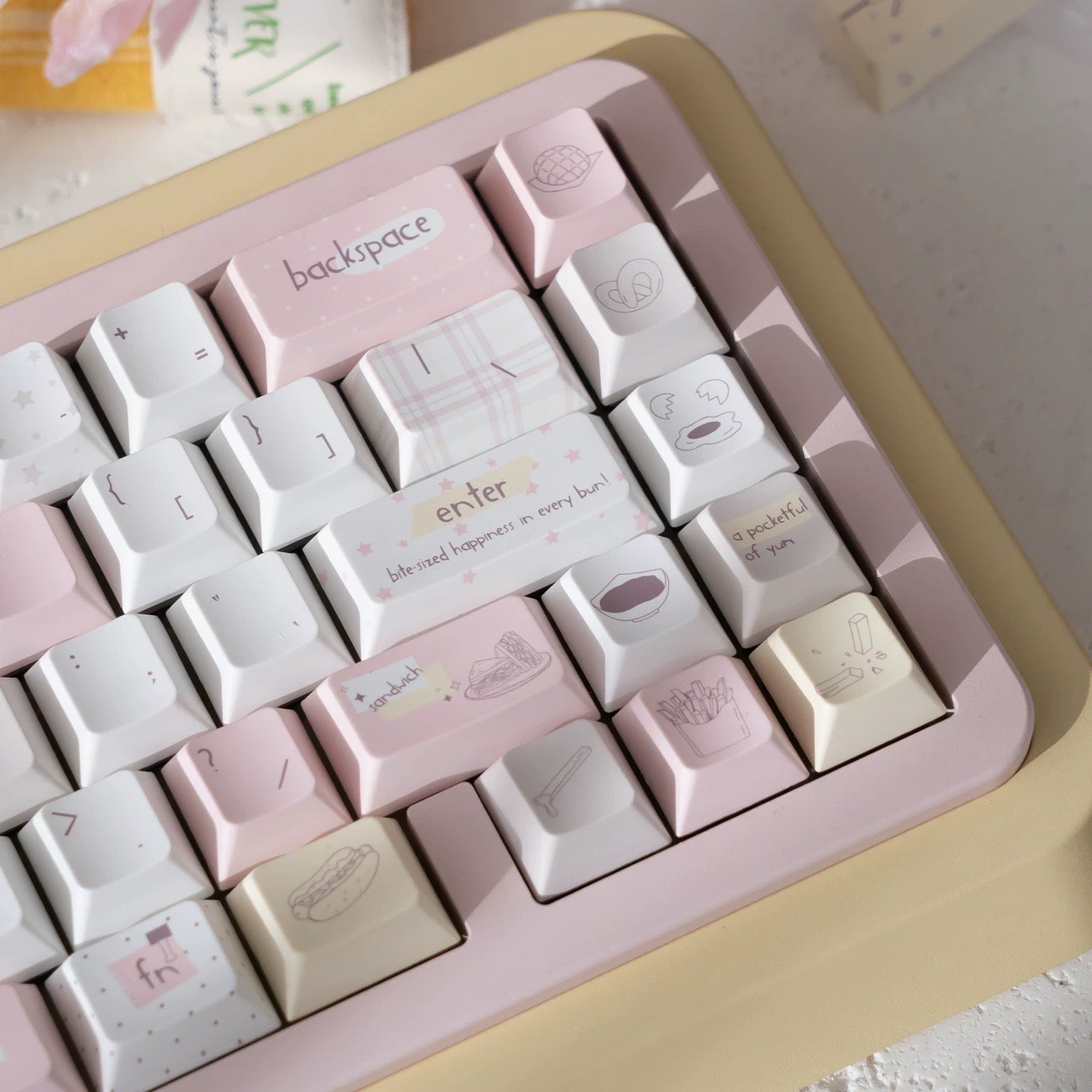 Energy Boost PBT Keycaps Set | 5-Side Dye-Sub Cute Food Themed Keycaps for Mechanical Keyboards