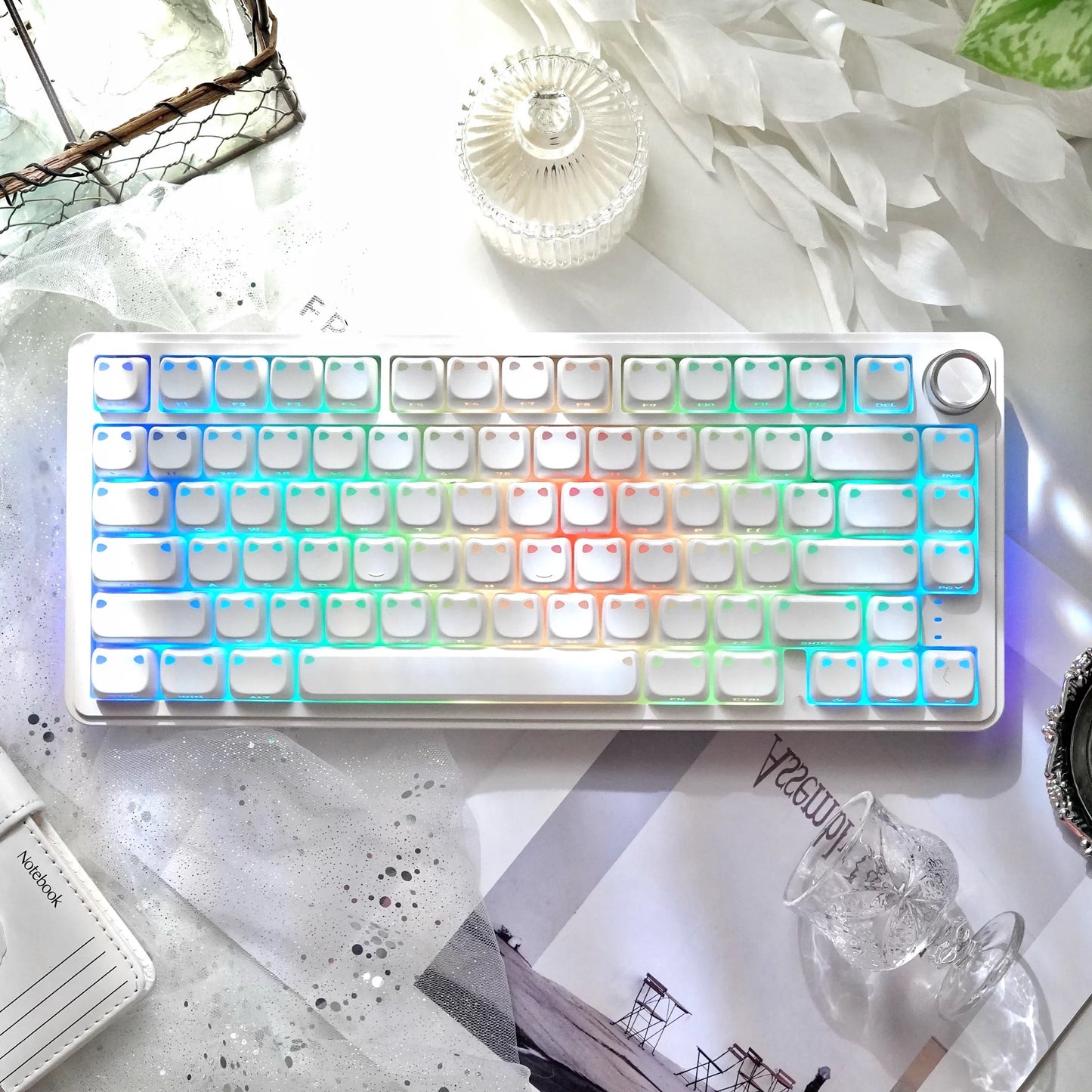 MAO Profile Kawaii Cat Ear Backlit Keycaps - 110 Keys PBT Dye-Sub | ARKTCAT