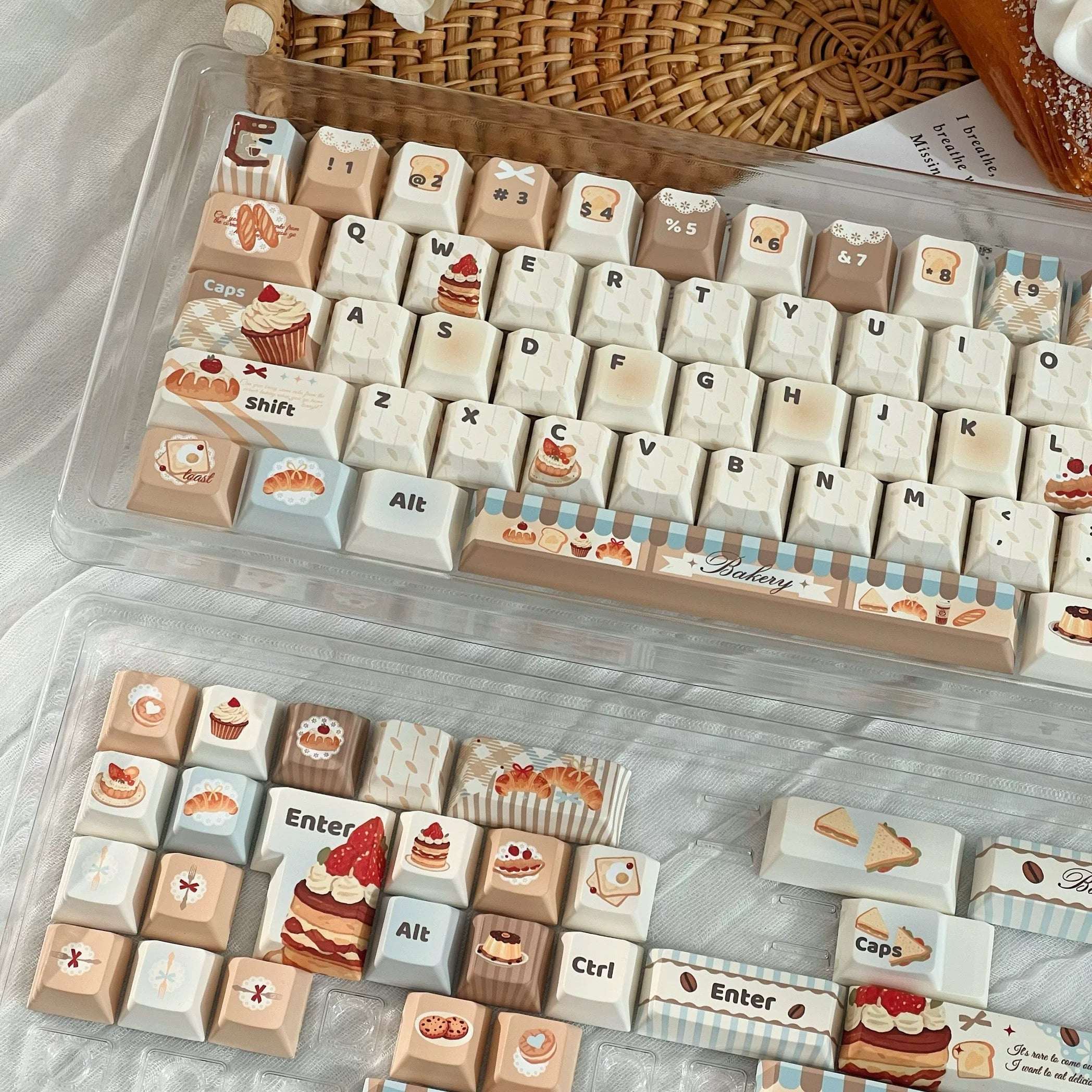 Bakery & Coffee Shop Theme Keycaps | PBT Five-Sided Dye-Sub Cherry Profile