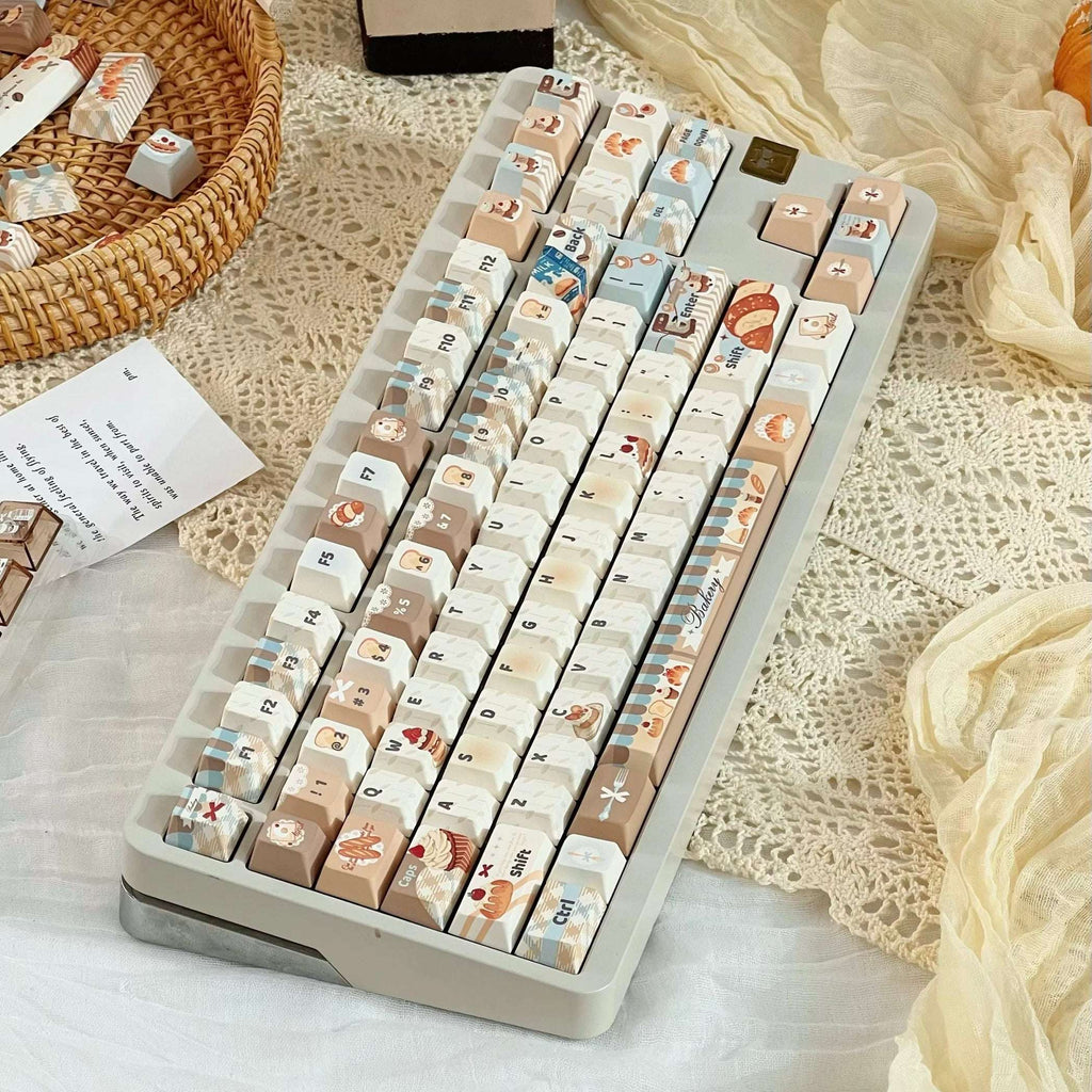 Bakery & Coffee Shop Theme Keycaps | PBT Five-Sided Dye-Sub Cherry Profile