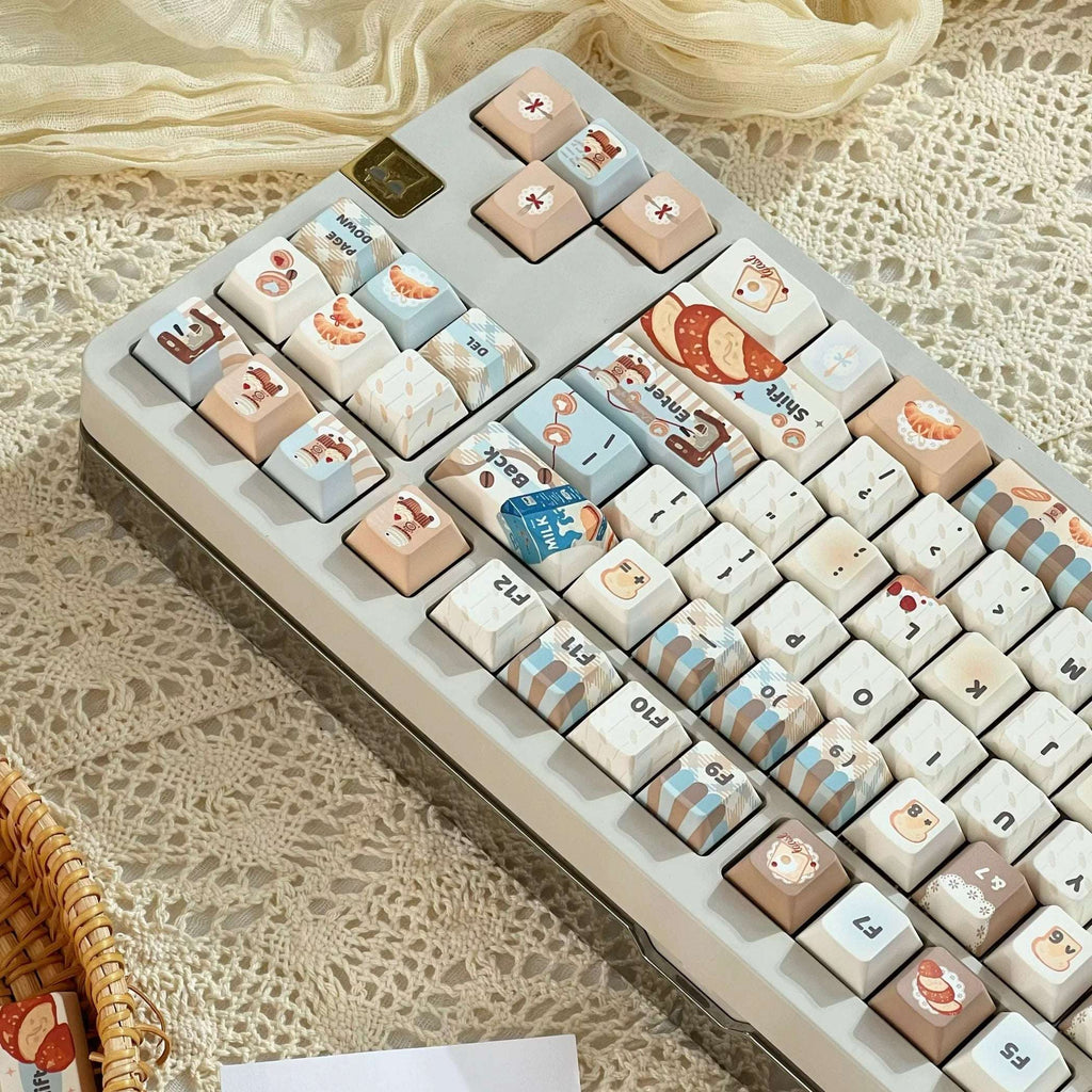 Bakery & Coffee Shop Theme Keycaps | PBT Five-Sided Dye-Sub Cherry Profile