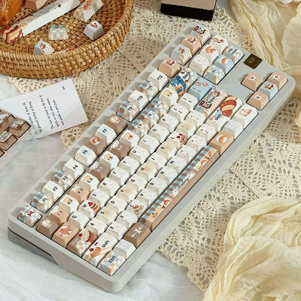 Bakery & Coffee Shop Theme Keycaps | PBT Five-Sided Dye-Sub Cherry Profile