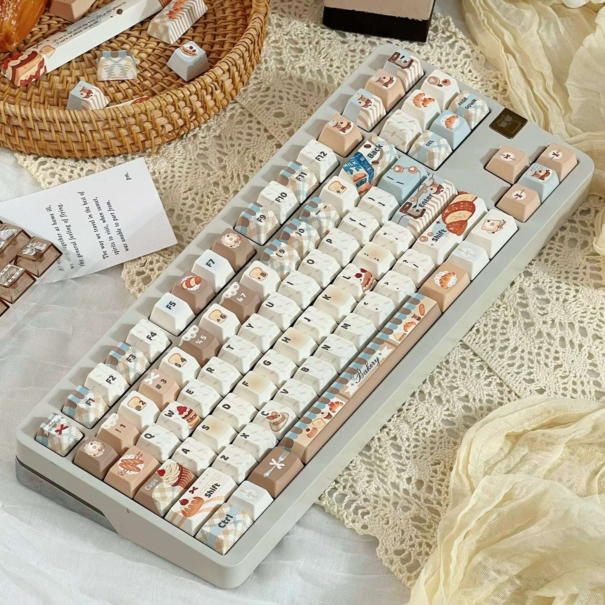 Bakery & Coffee Shop Theme Keycaps | PBT Five-Sided Dye-Sub Cherry Profile