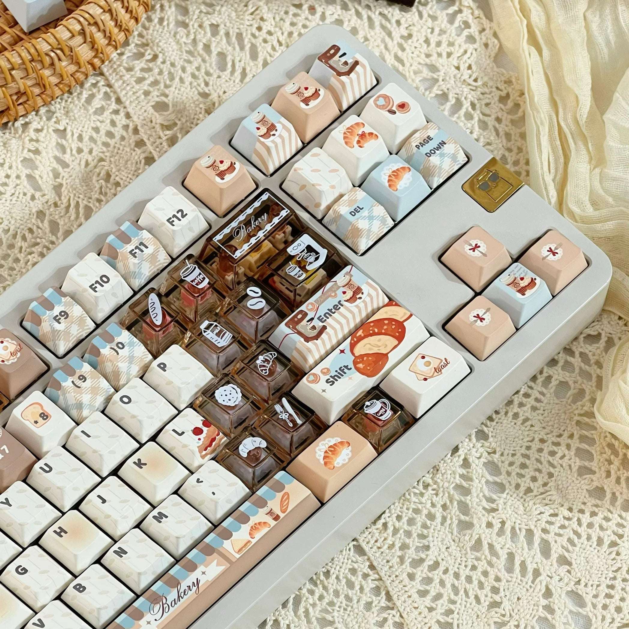 Bakery & Coffee Shop Theme Keycaps | PBT Five-Sided Dye-Sub Cherry Profile